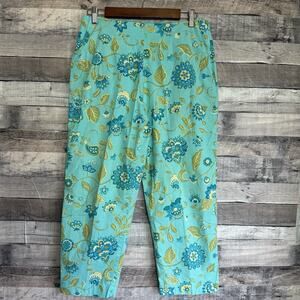 ExOfficio Women’s Size 12 Blue Floral Hiking Cotton Spandex Capri Pants